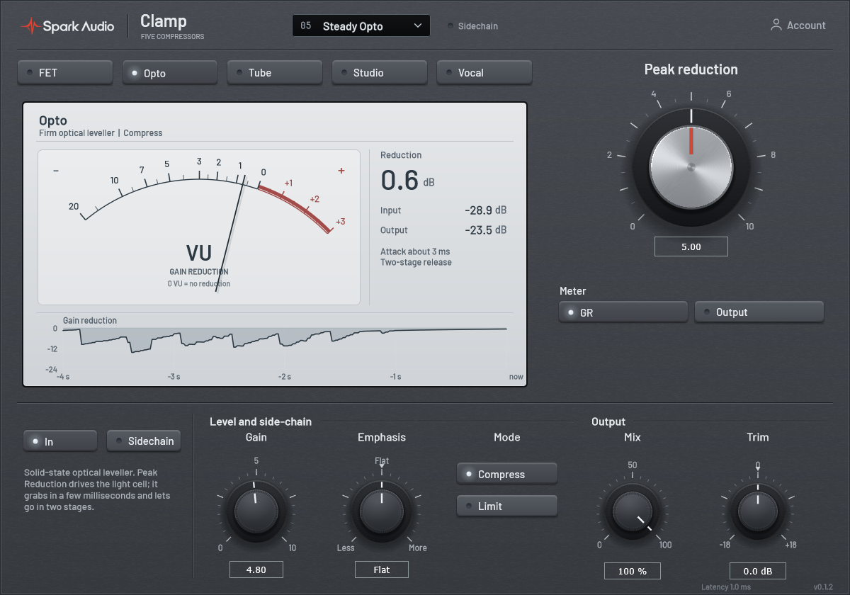 Spark Clamp Opto model interface