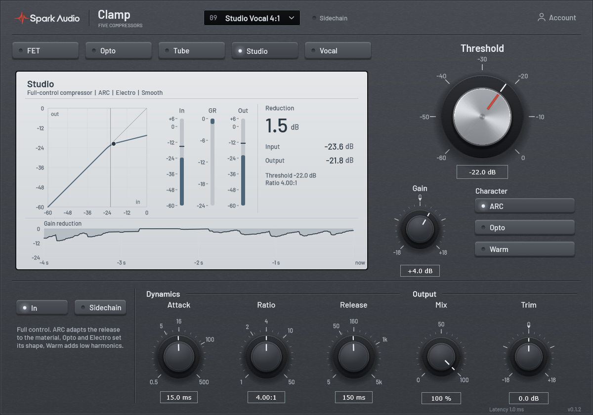 Spark Clamp Studio model interface