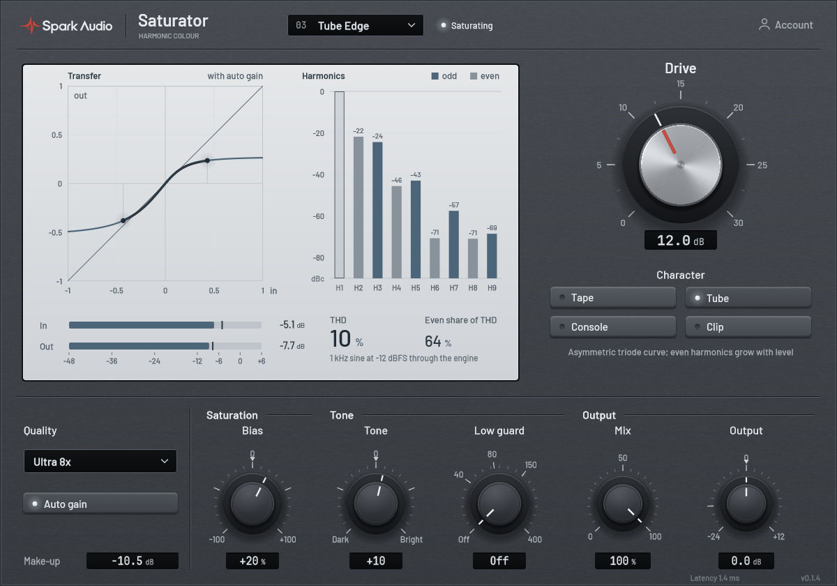 Spark Saturator plugin interface